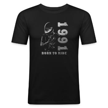 Cadeau d’anniversaire rétro de moto vintage 1991 - T-shirt près du corps Homme - noir - Devant - Nik (191cm)