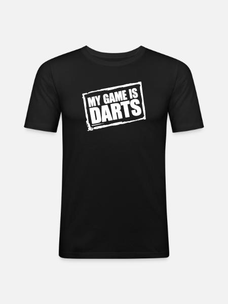 Darts Fun-hettegenser og -skjorte for ekte dartfans - Slim Fit T-skjorte for menn - svart