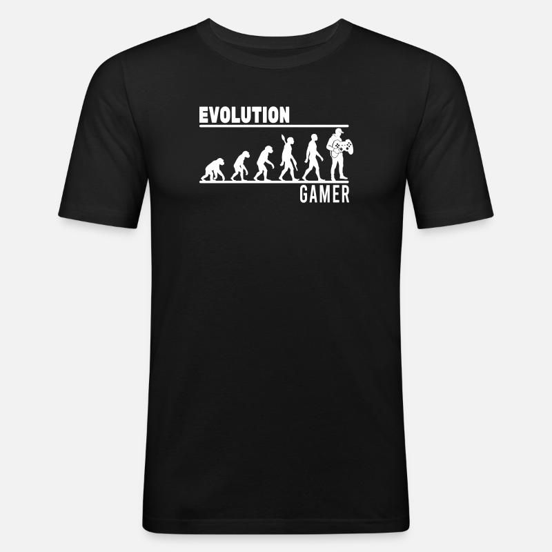 evolution gamer - Männer Slim Fit T-Shirt - Schwarz
