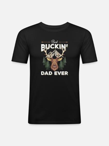 Best Buckin' Dad Ever - Männer Slim Fit T-Shirt - Schwarz
