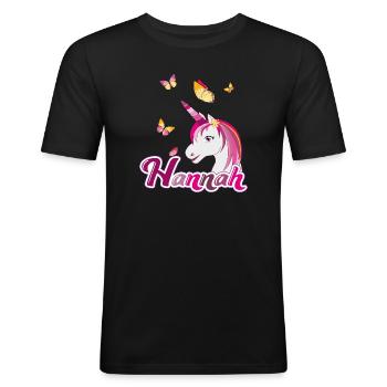 Hannah, nom de jeune fille, prénom préféré - T-shirt près du corps Homme - noir - Devant - Nik (191cm)