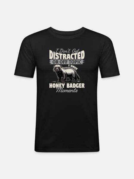 Funny Honey Badger - Männer Slim Fit T-Shirt - Schwarz