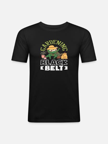 Gardening Black Belt Funnier - Men's Slim Fit T-Shirt - black