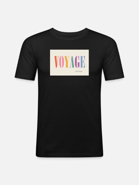 Voyage – c'est vivre - Men's Slim Fit T-Shirt - black