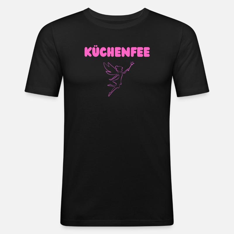 Küchenfee - Männer Slim Fit T-Shirt - Schwarz