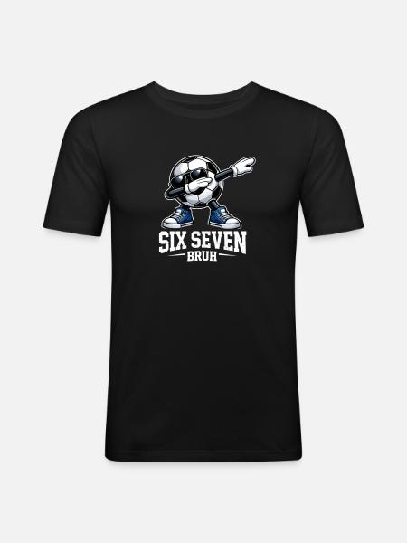 Six Seven Bruh Brainrot Meme - T-shirt près du corps Homme - noir