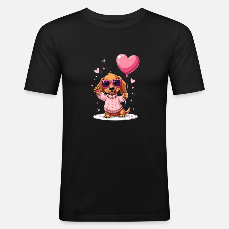 Dackel Dachshund Tekel - Männer Slim Fit T-Shirt - Schwarz
