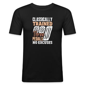 Voiture manuelle, entraînée classiquement - T-shirt près du corps Homme - noir - Devant - Nik (191cm)