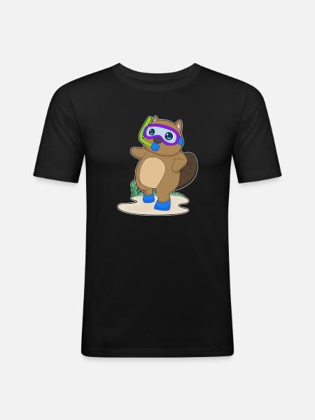 Beaver Diver Snorkel Diving - Men's Slim Fit T-Shirt - black