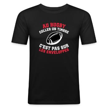 Supporter Rugby Stick a Stamp Humor - Men's Slim Fit T-Shirt - black - Front - Nik (191cm)