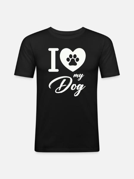 I love my dog - Men's Slim Fit T-Shirt - black