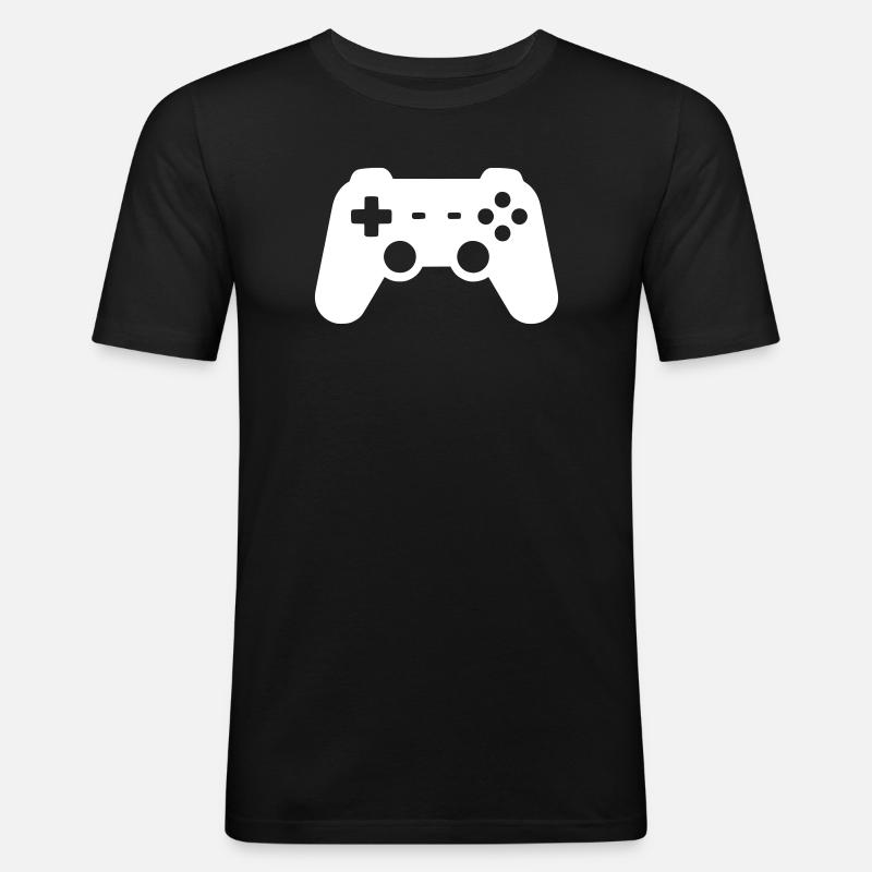 Controller Silhouette Icon - Männer Slim Fit T-Shirt - Schwarz