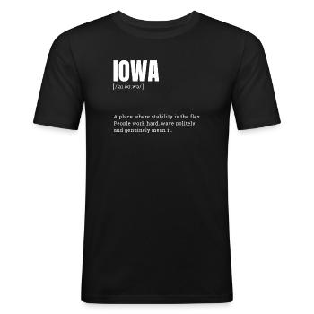 Iowa Bold Typography Statement - Men's Slim Fit T-Shirt - black - Front - Nik (191cm)