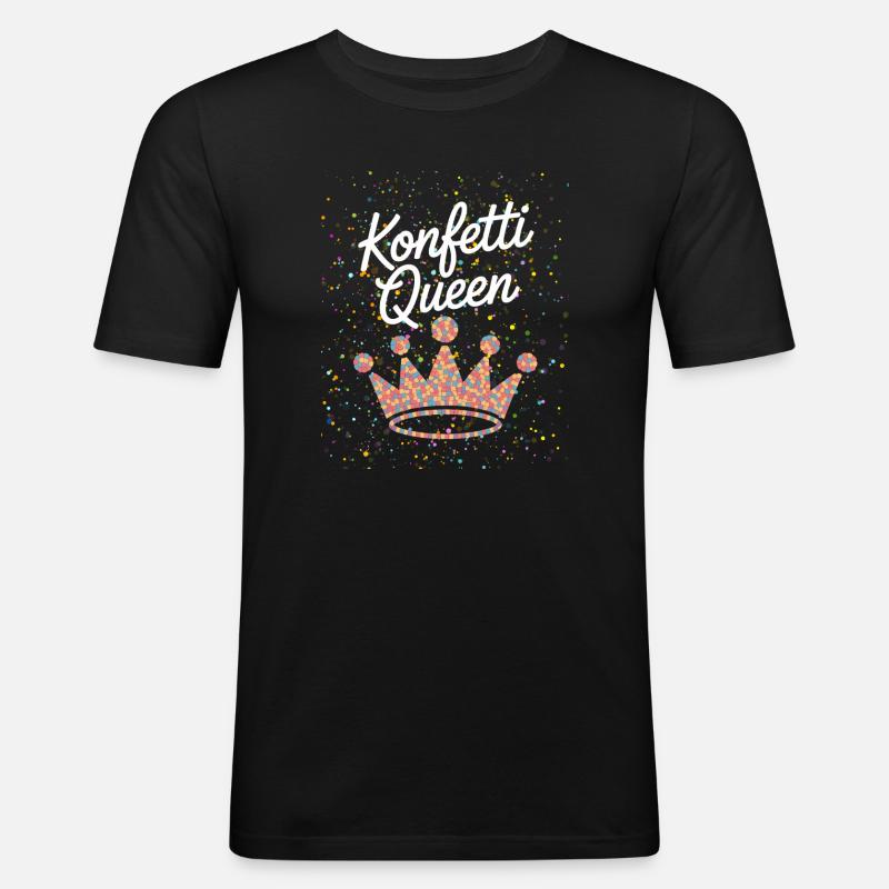 Konfetti Queen - Männer Slim Fit T-Shirt - Schwarz