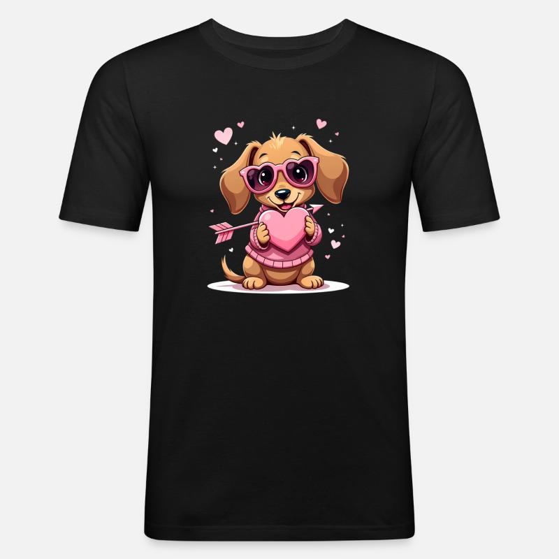 Dackel Dachshund Tekel - Männer Slim Fit T-Shirt - Schwarz