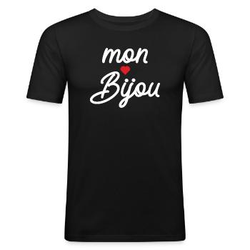 Mein Juwelenherz-Skript - Männer Slim Fit T-Shirt - Schwarz - Vorne - Nik (191cm)