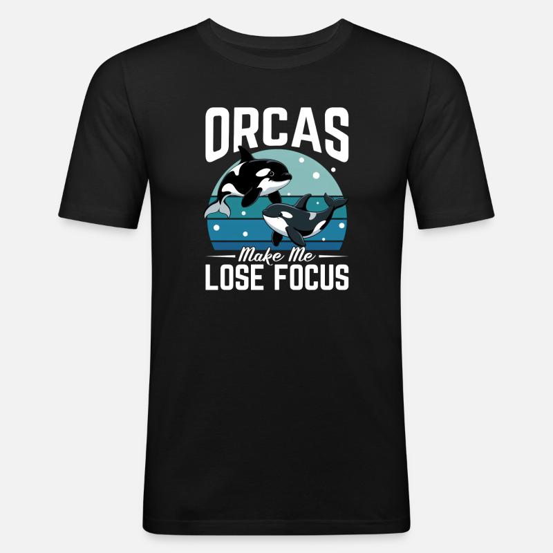 Funny Orca - Männer Slim Fit T-Shirt - Schwarz