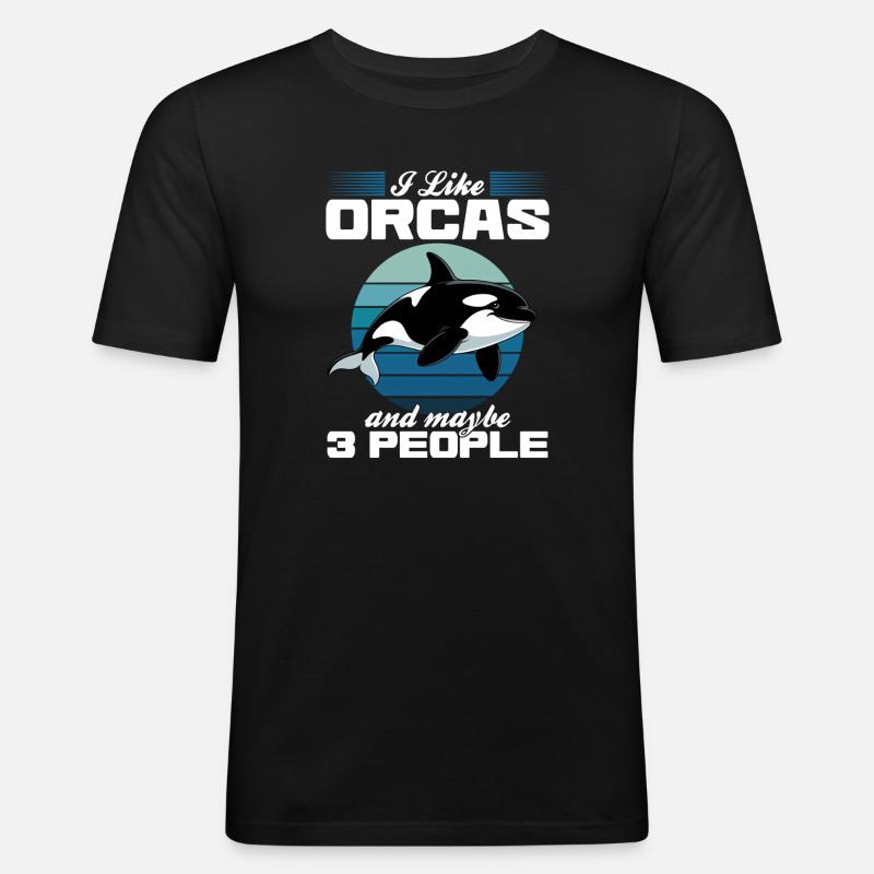 Funny Orca - Männer Slim Fit T-Shirt - Schwarz