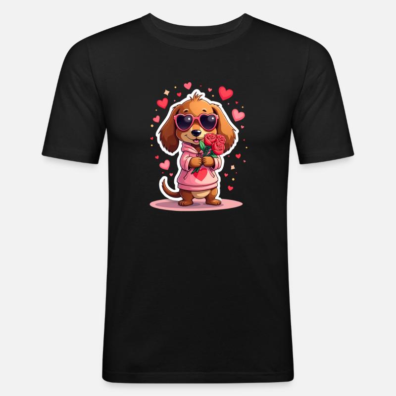 Dackel Dachshund Tekel - Männer Slim Fit T-Shirt - Schwarz