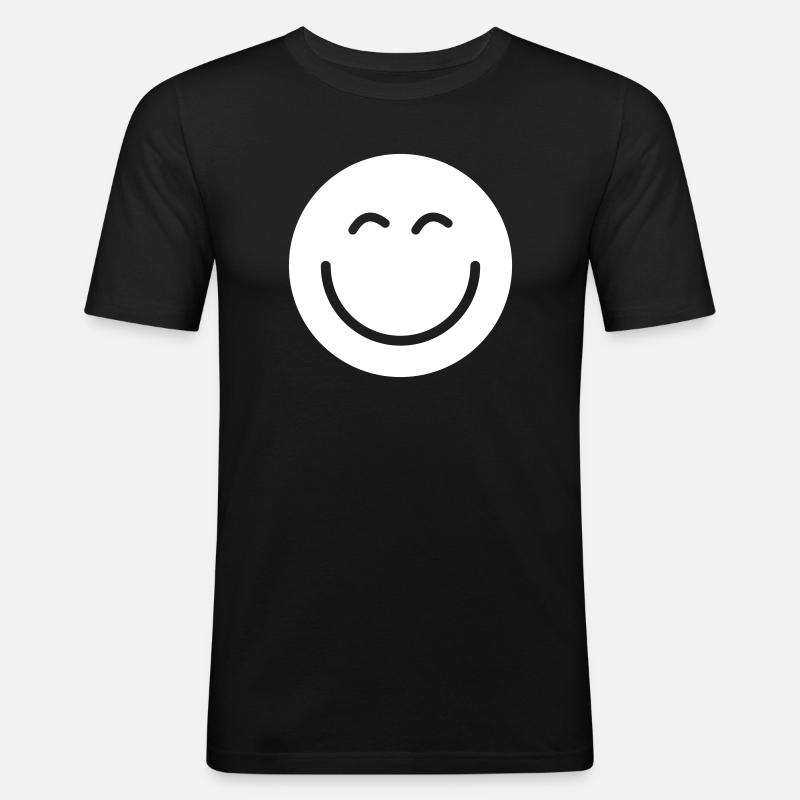 Smiley lächle gute Laune - Männer Slim Fit T-Shirt - Schwarz