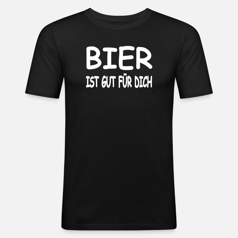 Bier - Männer Slim Fit T-Shirt - Schwarz