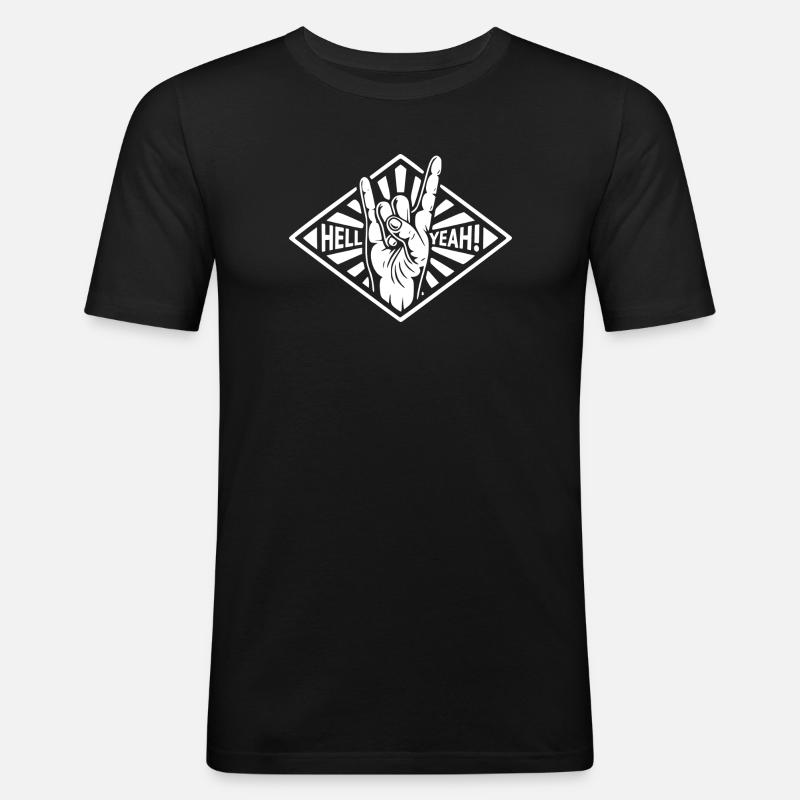 Hell yes Handgeste - Männer Slim Fit T-Shirt - Schwarz