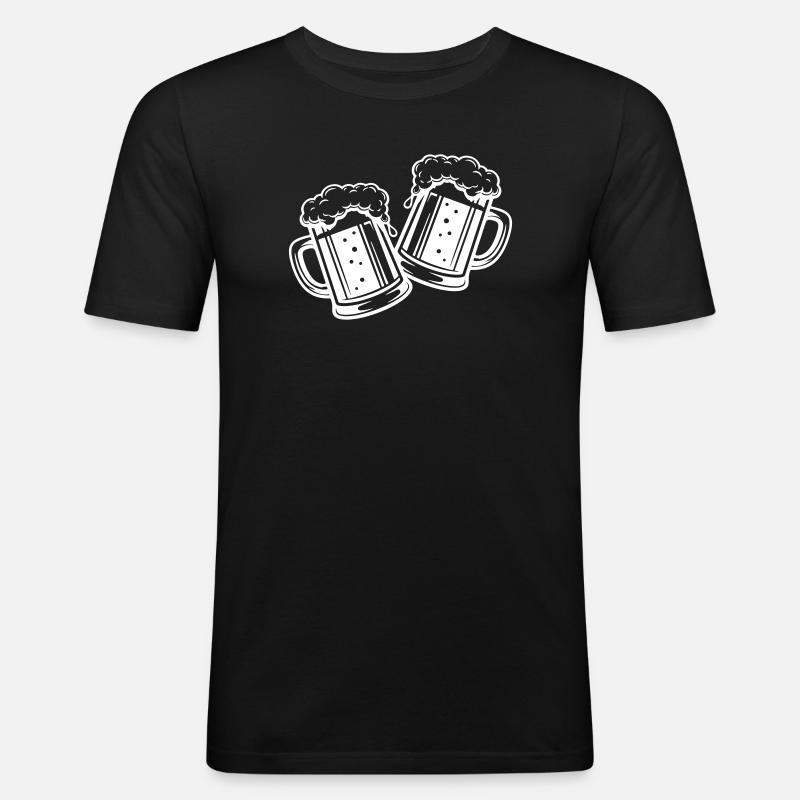 Toast de bière verre - T-shirt près du corps Homme - noir