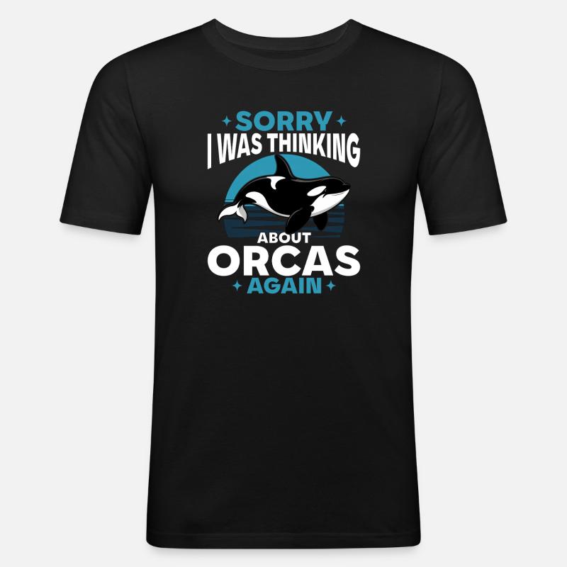 Funny Orca - Männer Slim Fit T-Shirt - Schwarz