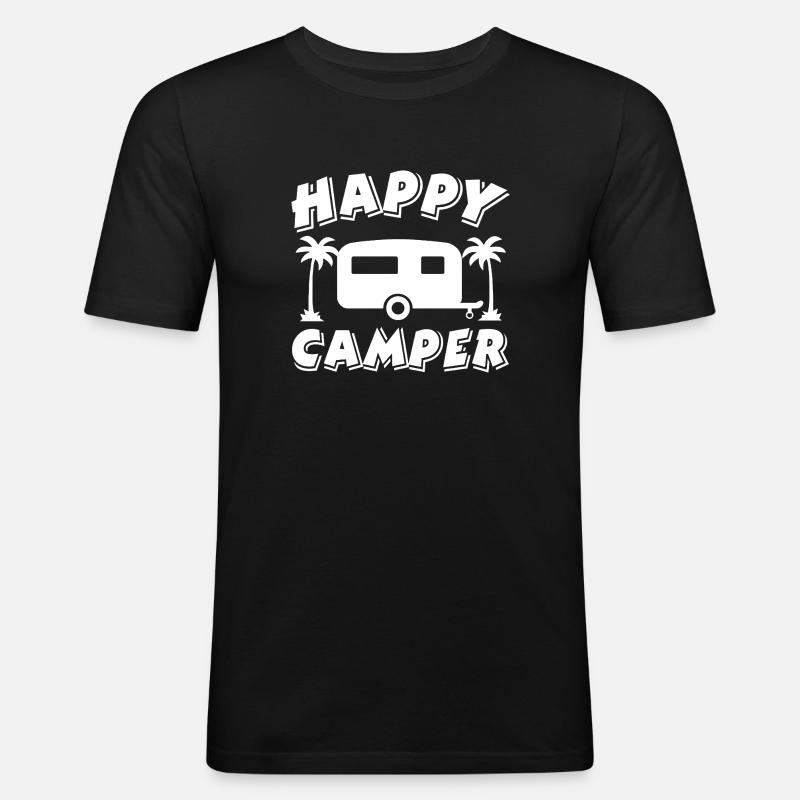 Camping - Männer Slim Fit T-Shirt - Schwarz