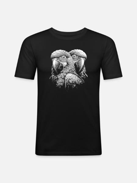 High contrast macaw parrot line style - Men's Slim Fit T-Shirt - black
