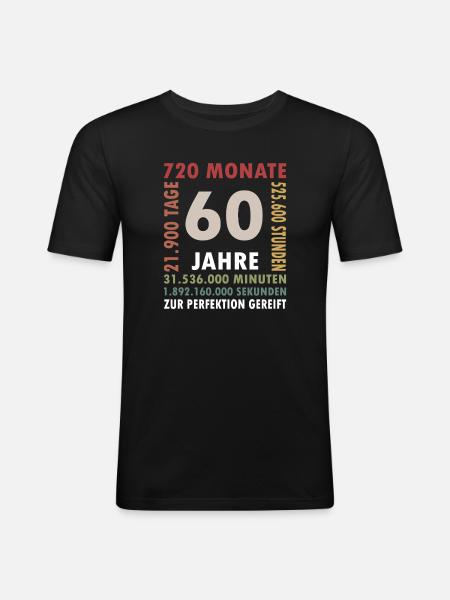 60 Jahre Jubiläum Chronik - Männer Slim Fit T-Shirt - Schwarz