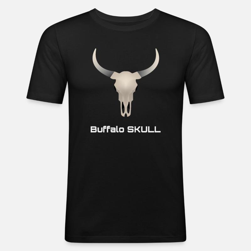 Büffelschädel - Männer Slim Fit T-Shirt - Schwarz