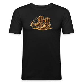 Line Dance Motion - Männer Slim Fit T-Shirt - Schwarz - Vorne - Nik (191cm)