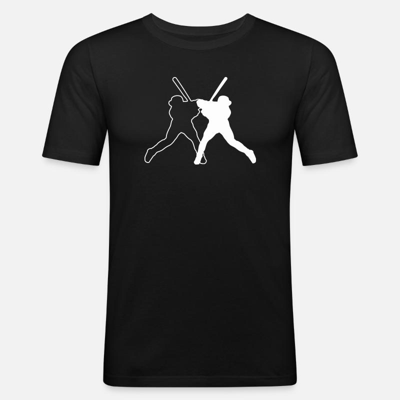 Baseball Ball Logo - Männer Slim Fit T-Shirt - Schwarz