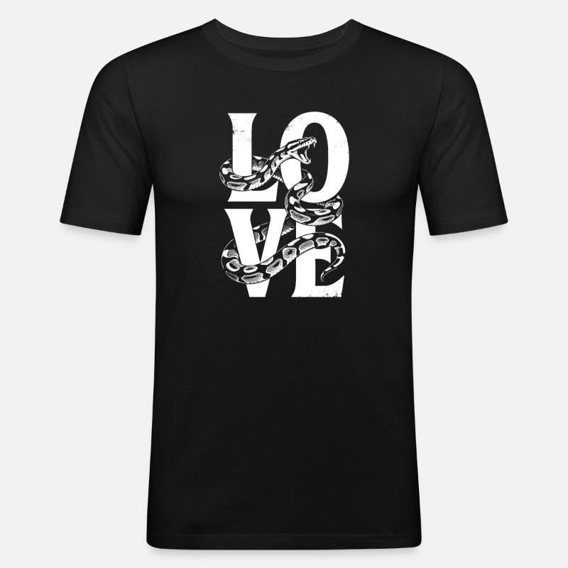 Königspython Schlangen LOVE Terrarium Python - Männer Slim Fit T-Shirt - Schwarz