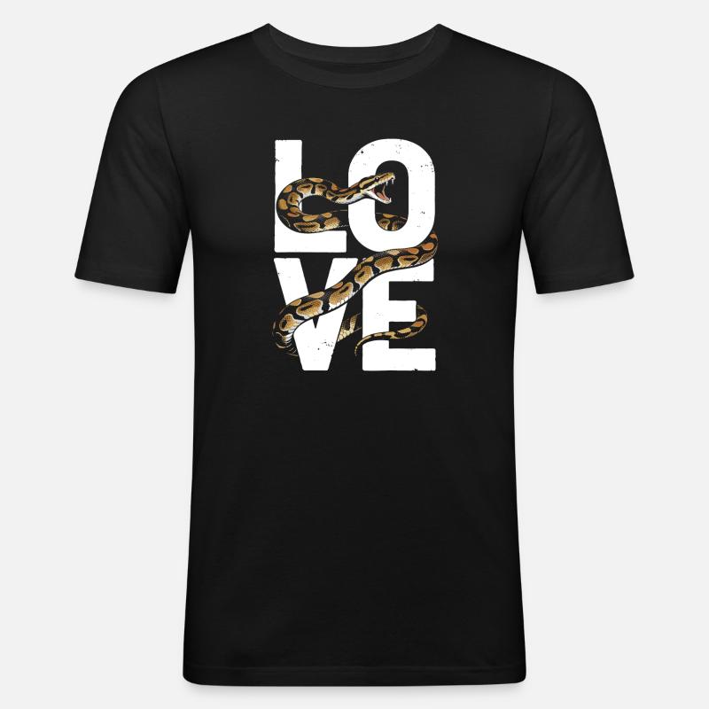 Königspython Schlangen LOVE Terrarium Python - Männer Slim Fit T-Shirt - Schwarz