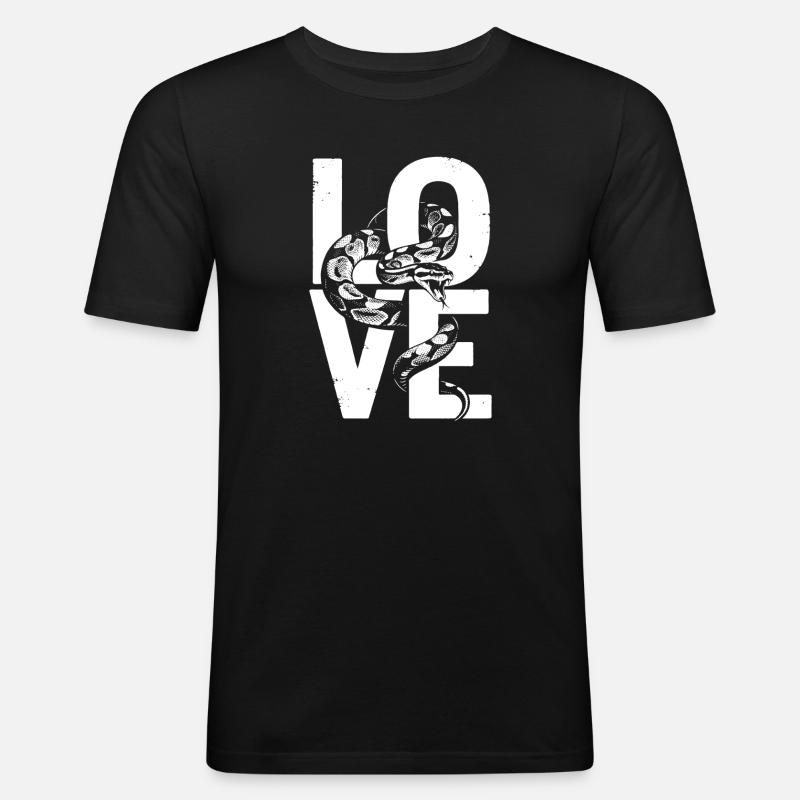 Königspython Schlangen LOVE Terrarium Python - Männer Slim Fit T-Shirt - Schwarz