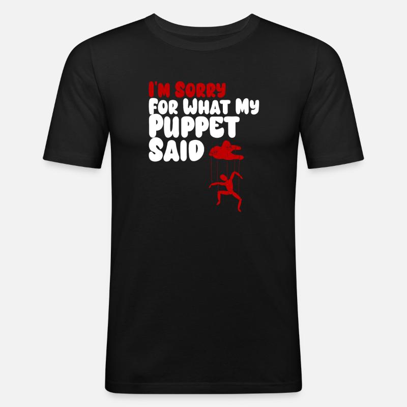 Puppet Confession on Strings - Men's Slim Fit T-Shirt - black