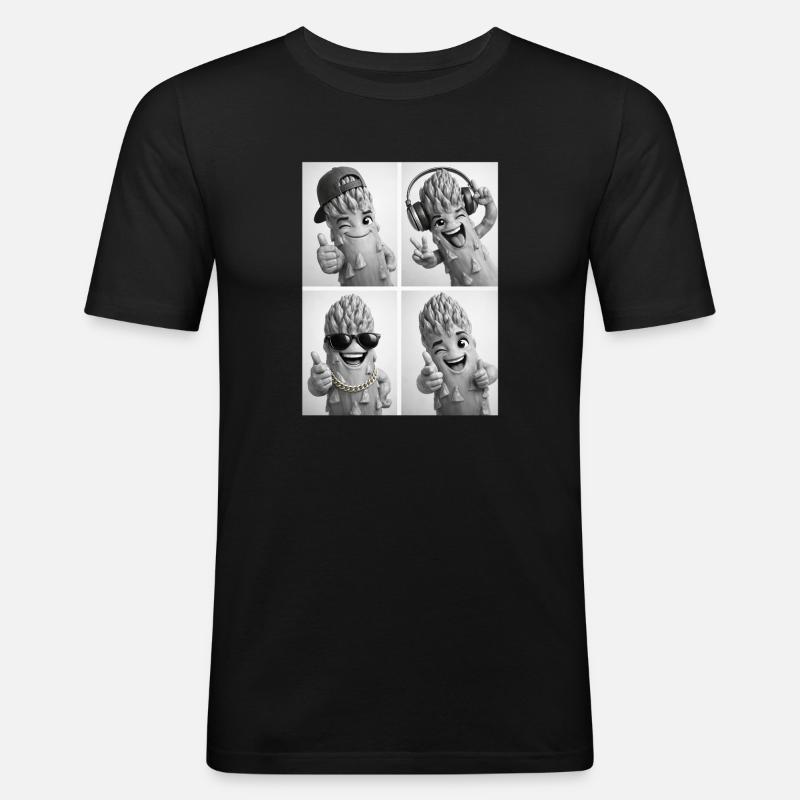 Asparagus - Männer Slim Fit T-Shirt - Schwarz