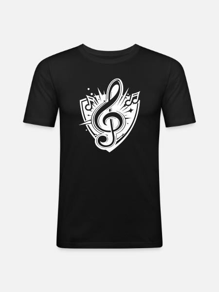 clef music logo - Men's Slim Fit T-Shirt - black