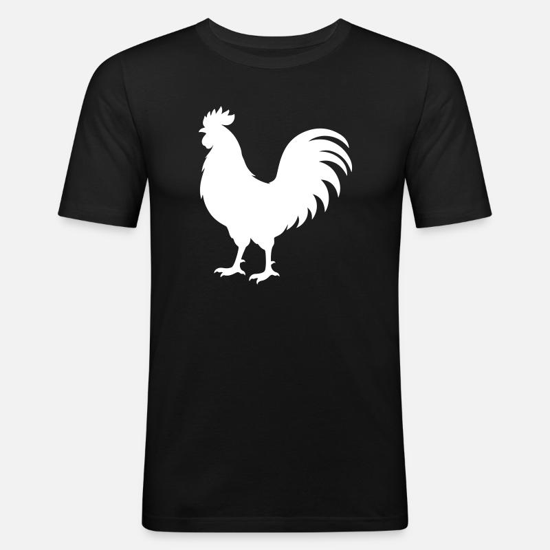 Hahn Silhouette - Männer Slim Fit T-Shirt - Schwarz