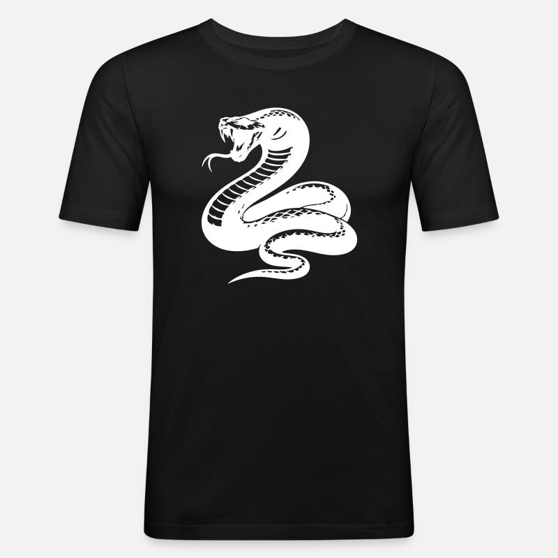Schlange Python Silhouette - Männer Slim Fit T-Shirt - Schwarz