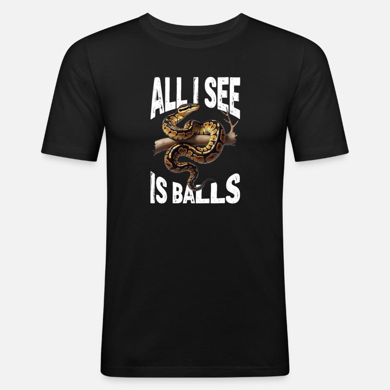 Königspython Schlangen Liebhaber Terrarium Python - Männer Slim Fit T-Shirt - Schwarz