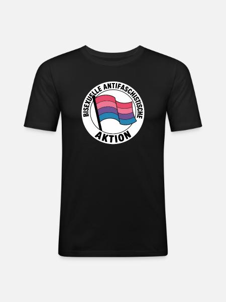 Bisexual Action - Antifa Pride Badge - Men's Slim Fit T-Shirt - black