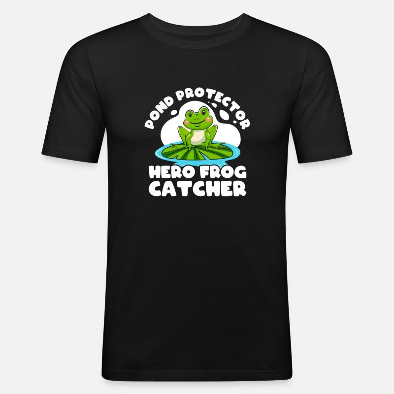 Frog Catcher Pond Protector Frog - Männer Slim Fit T-Shirt - Schwarz