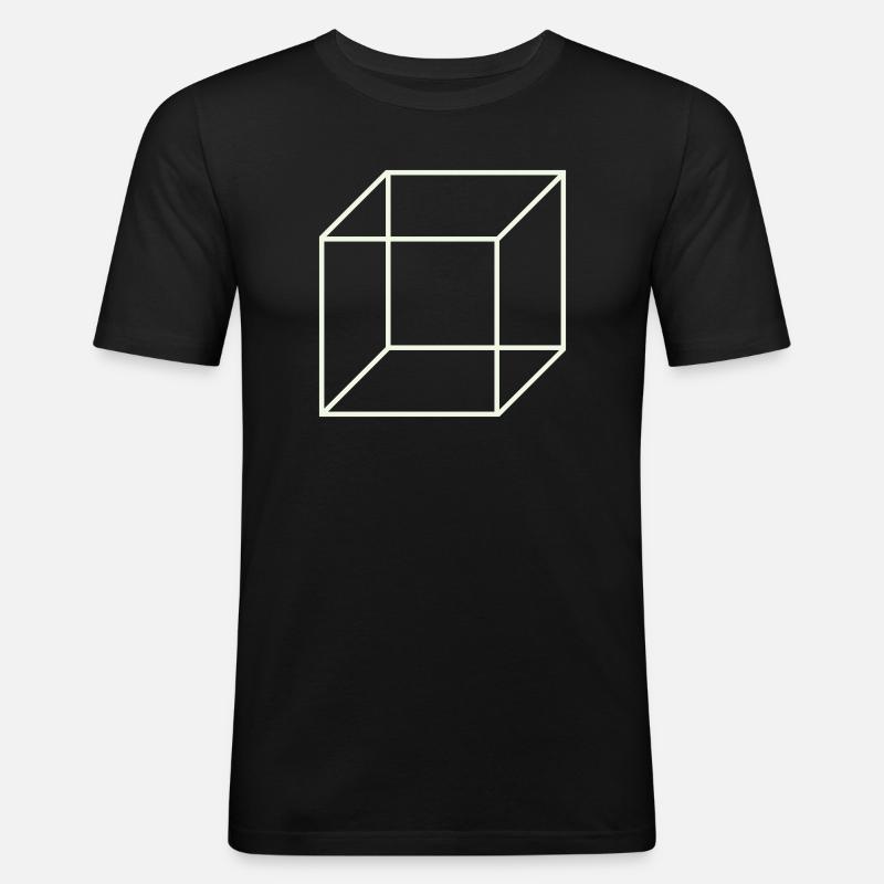 Geometrischer Drahtwürfel - Männer Slim Fit T-Shirt - Schwarz