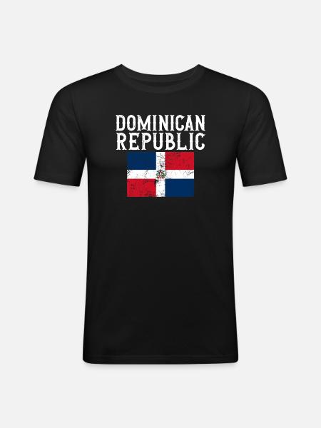 Dominican Republic Flag Souvenir - Men's Slim Fit T-Shirt - black