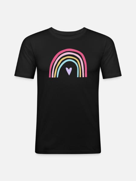 Rainbow pastel pink purple - Men's Slim Fit T-Shirt - black