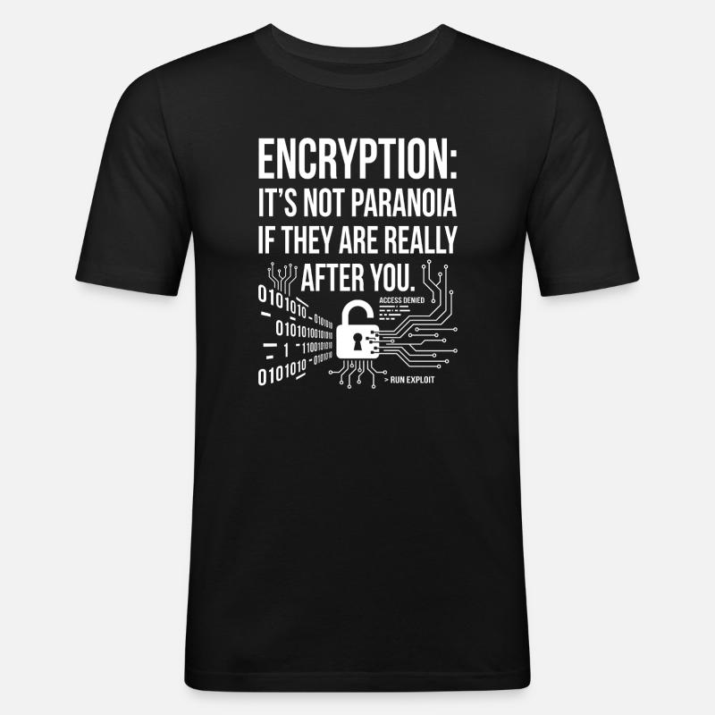 Encryption Paranoia Design - Männer Slim Fit T-Shirt - Schwarz