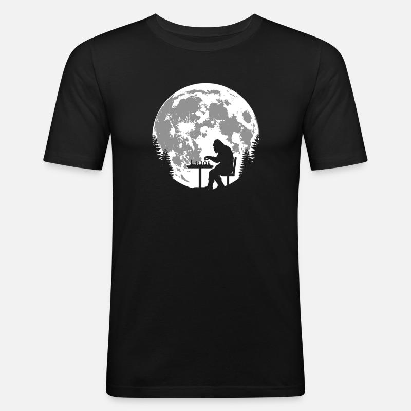 Bigfoot Schach - Männer Slim Fit T-Shirt - Schwarz